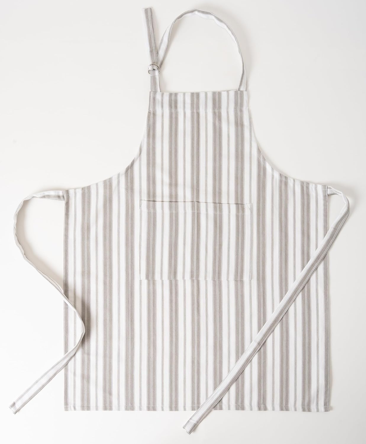 1 Oven Mitt, 1 PotHolder & 1 Kitchen Apron Set - Durable Heat Resistant Gloves - Thick Mittens for Kitchen - Suitable for Cooking, Baking, Grilling – Men & Women – Light Grey Stripes - Casa De Lan