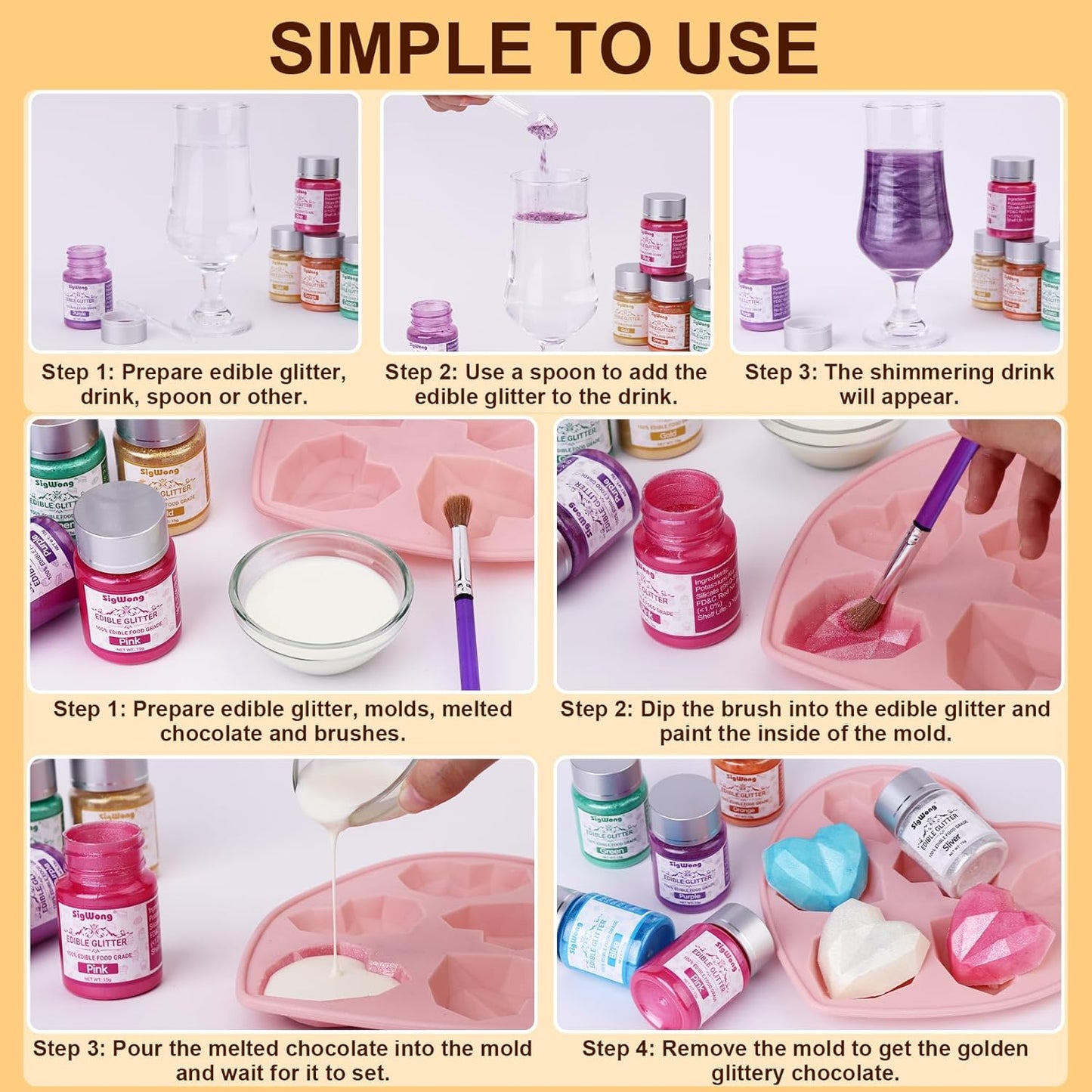 Gold Edible Glitter - 15g Food Grade Luster Dust Powder, Cake Decorating Sprinkle Glimmery Dust for Drinks, Wine, Fondant, Chocolate, Candy, Cookie, Vegan