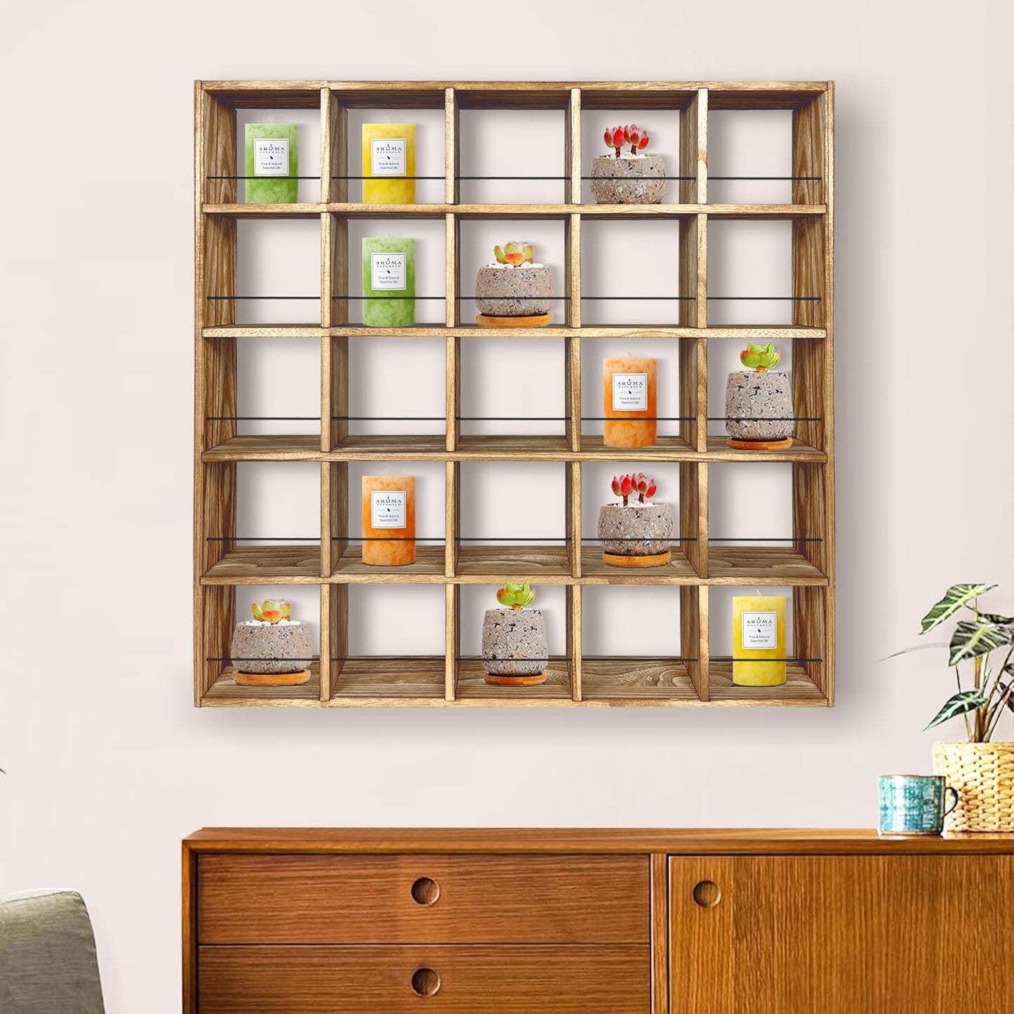 Montex Coffee Mug Holder, Mug Rack Wall Mounted, 3 Tier Coffee Mug Shelf, Rustic Coffee Mug Display Rack for Kitchen, Home, Coffee Bar(25 Grids)