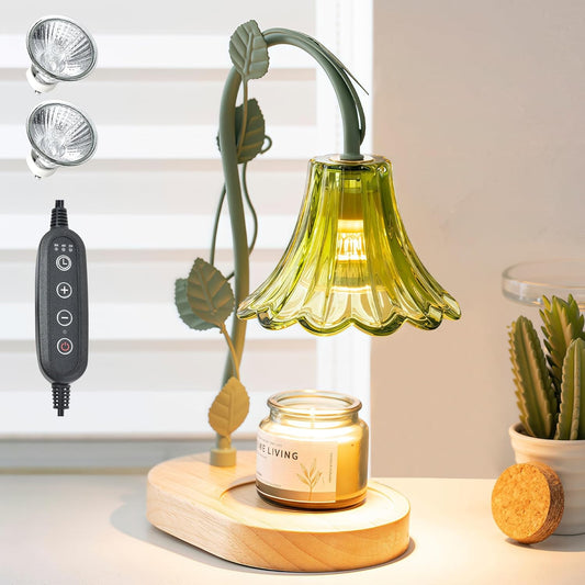 Flower Candle Warmer Lamp with Timer,Dimmable Candle Lamp Warmer,Adjustable Height Candle Warmer for All Jar Candles,Bedroom Living Room Home Decor Aesthetic Christmas Birthday Gifts (Morning Glory)