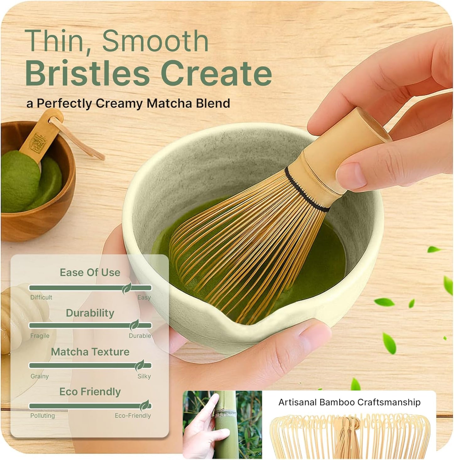 NEKOLA Matcha Whisk Set (7Pcs) Matcha Bowl, Bamboo Whisk, Whisk Holder, Spoon & Scoop, Sifter & Tea Towel Tea Making Ceremony Kit for Matcha Lovers Unique Gifts for Women,Men & Girlfriend