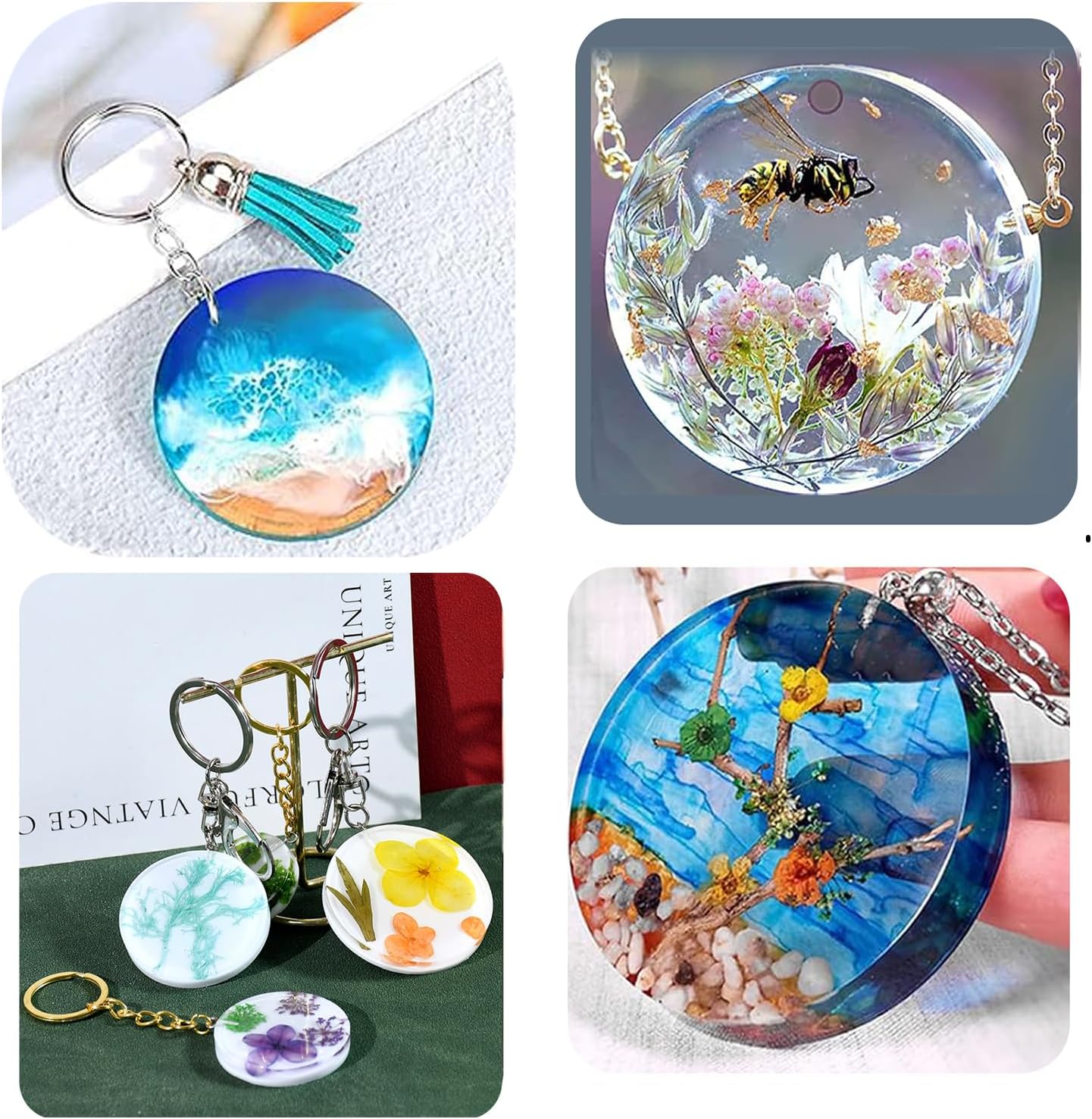 4Pcs Set 32-Cavity Resin Circle Molds, Flat Round Keychain Silicone Mold, Magnet Mold, Earrings Mold, Pendant Silicone Mold for Resin(2in, 1.75in, 1.5in, 1.25in)