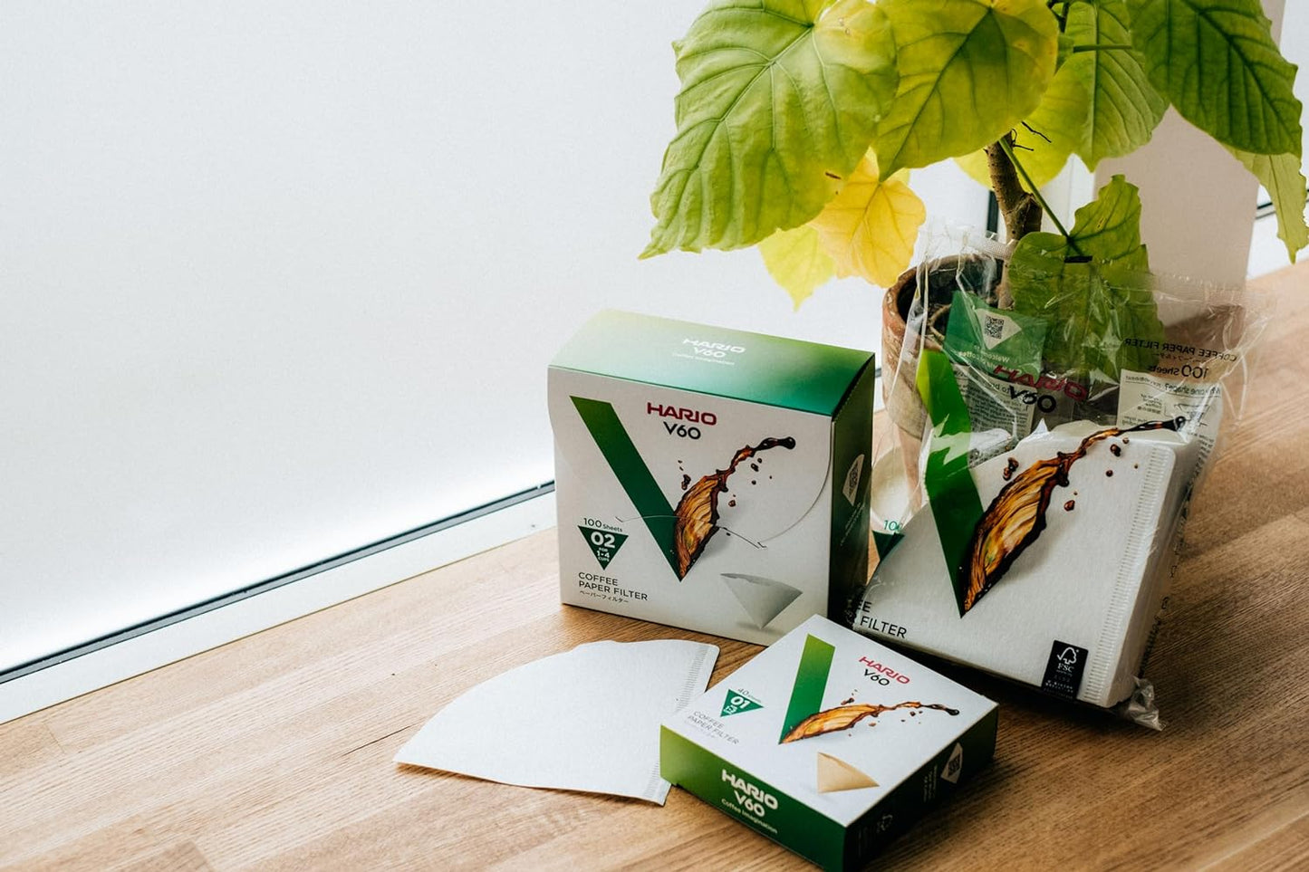 Hario V60 Paper Coffee Filter, Size 03, Natural, 100ct