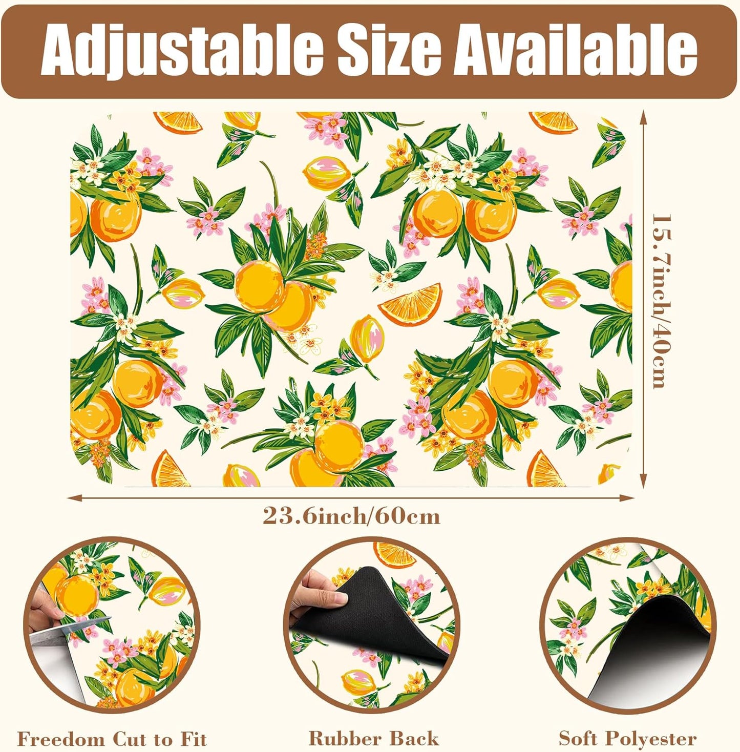 Dish Drying Mat Orange Fruit Floral Coffee Bar Mat for Countertop Hide Stain Rubber Backed Dish Drainer Rack Pad Coffee Maker Espresso Machine Dining Room Decoration 15.7 x 23.6 Inch