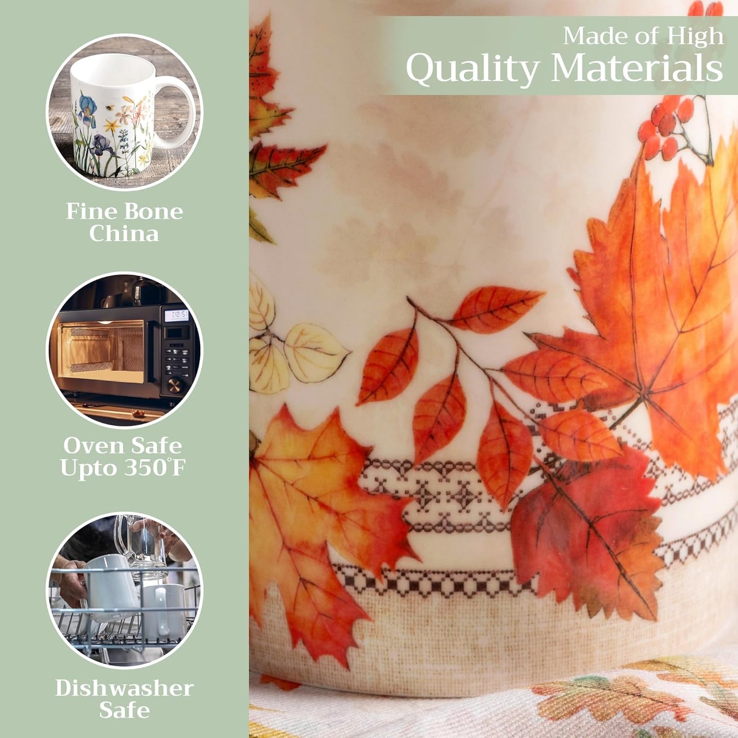 Maison d' Hermine Coffee Mug with Handles Fine Bone China Mugs Pack of Two Tea Cups for Hot Beverages Cappuccino Latte Home Restaurant Office Perfect for Gift (Amarante, 12 Ounce)