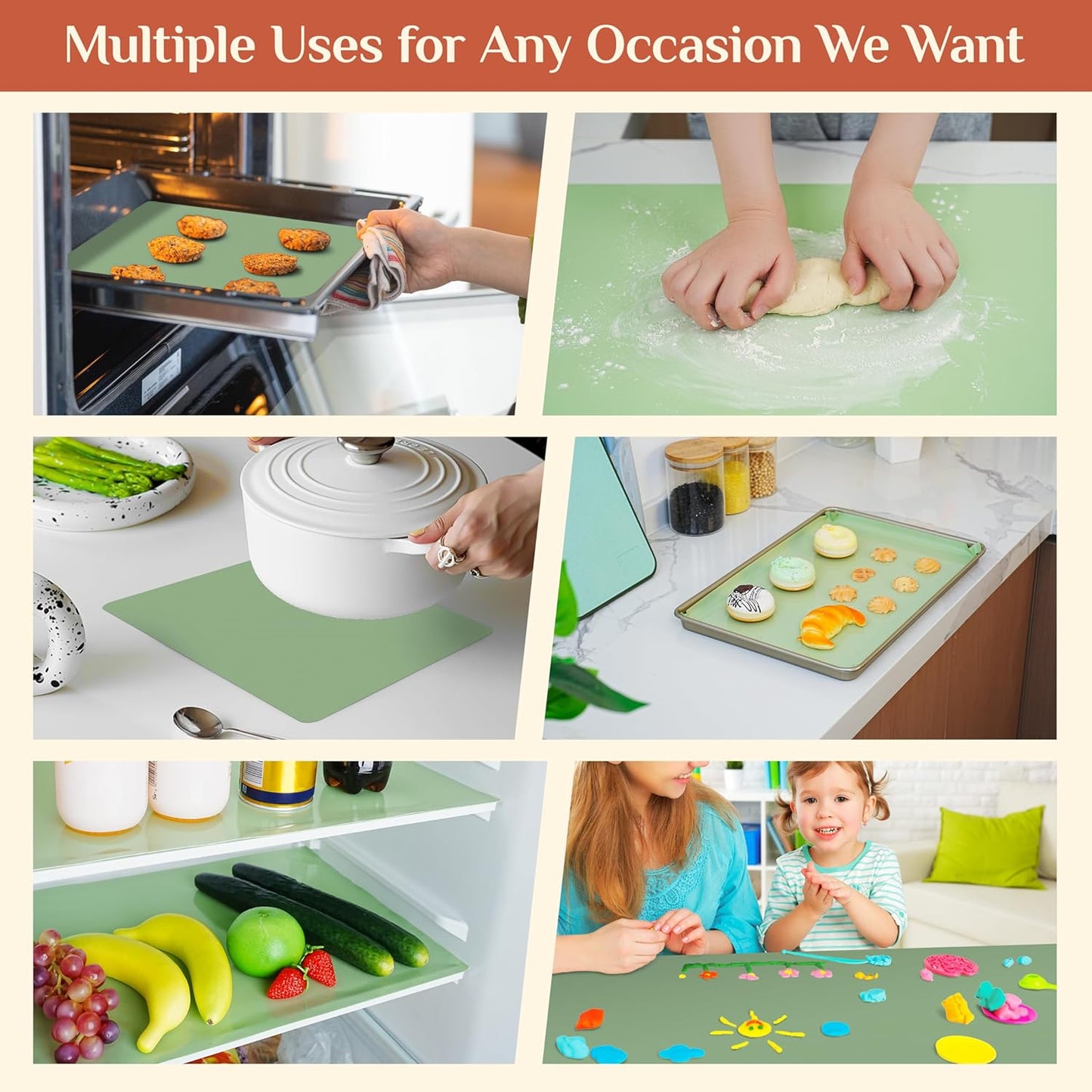 Silicone Baking Mat, 12 IN x 6 FT Free Cutting Baking Sheet,Non-Stick Reusable Dough & Pastry Mat,Non-Slip Silicone Mat Roll for Air Fryer Liner,Freeze Dryer,Oven Baking Pan,Kitchen Counter