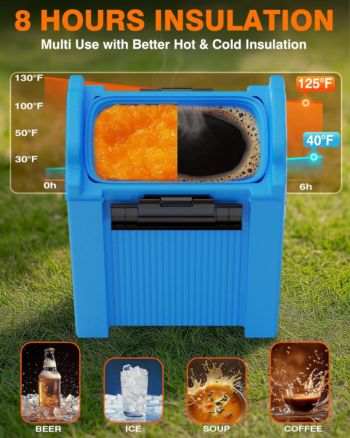 PYY Insulated Beverage Dispenser 5 Gallon, Hot and Cold Drink Water Coffee Carrier with Spigot Handle and Stand, Commercial Thermal Container for Chocolate Cocoa Iced Juice Tea Milk Restaurant Party