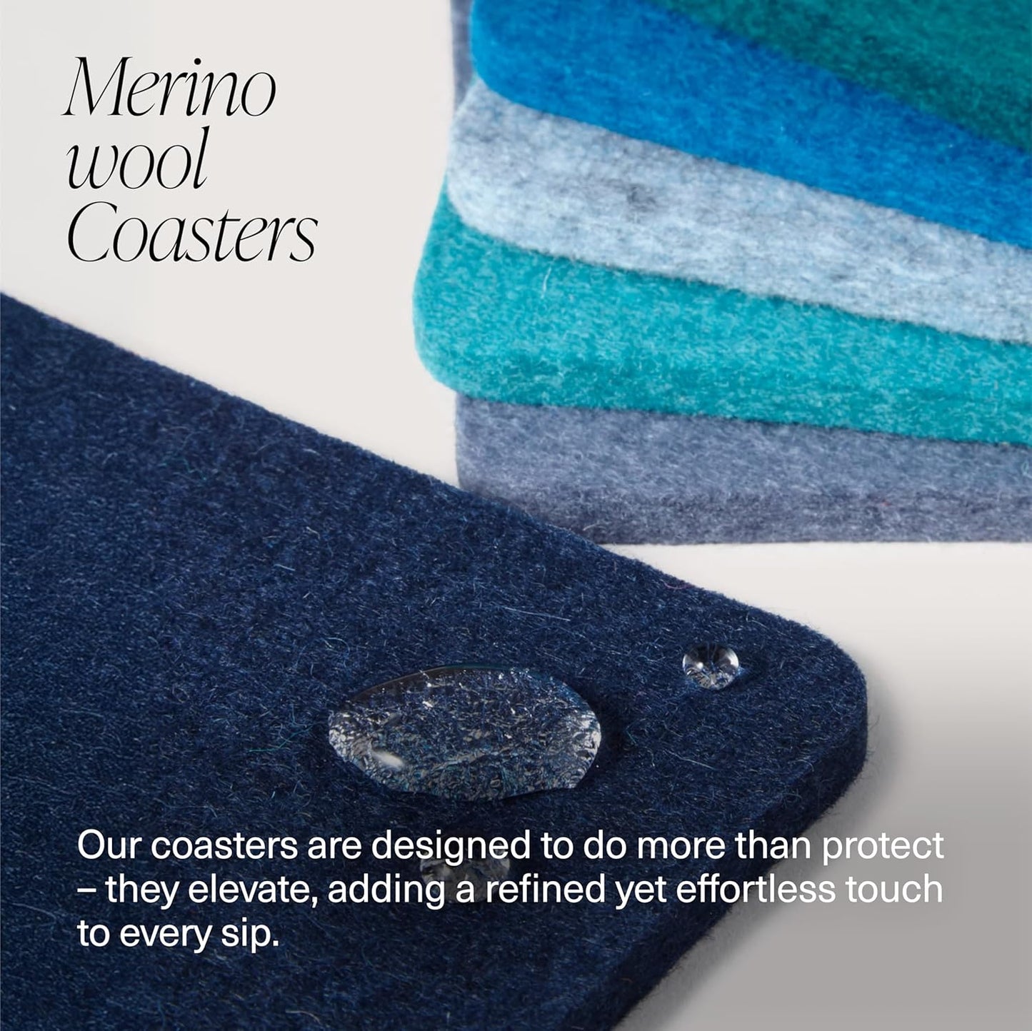 Graf Lantz - Bierfilzl Merino Wool Square Coasters Set of 4 - Marine (4"x4"x5mm) - Absorbs 30% of Weight - Natural German Wool - Heat Resistant, Sustainable, Reusable - Home Decor, Coffee Table Decor