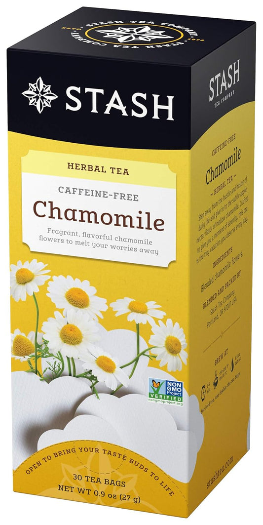 Stash Tea Chamomile Herbal Tea - Naturally Caffeine Free, Non-GMO Project Verified Premium Tea with No Artificial Ingredients, 30 Count (Pack of 6) - 180 Bags Total