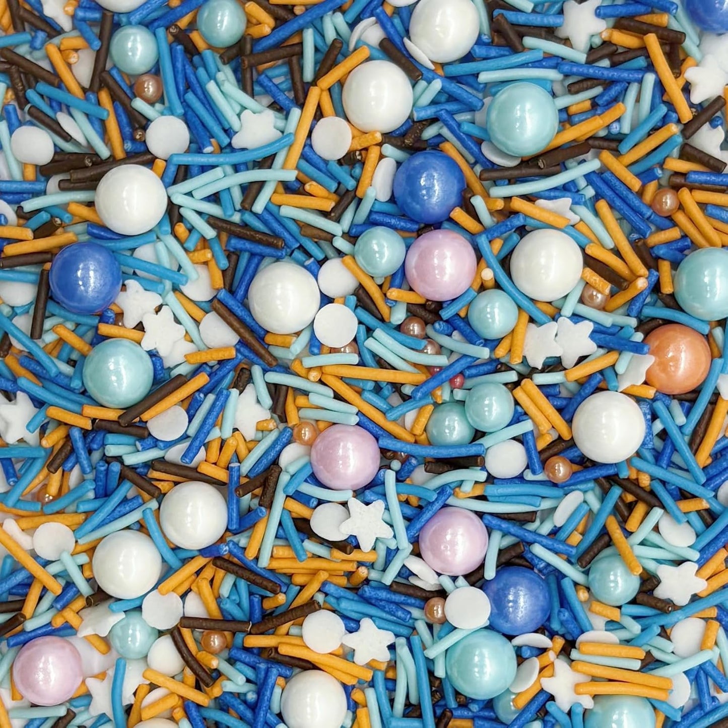 Dynastang Blue & Orange & White Sprinkles Mixed Style Edible Cake Decorations Cupcake Toppers Cookie Perfect for Cakes, Cupcakes, Desserts Toppings 3OZ