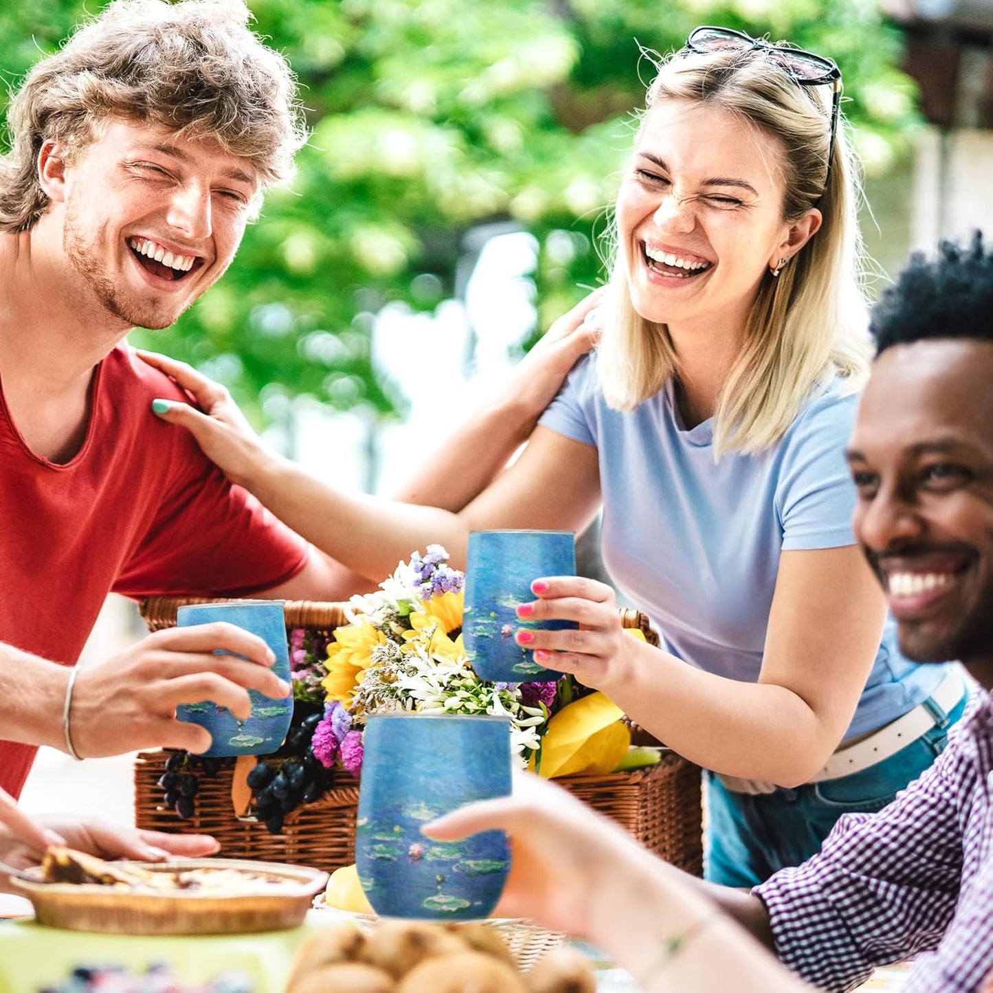 RainCaper 18/8 Stainless Steel Insulated Water Tumbler with Straw | 30oz, BPA-Free, Double Wall for Hot & Cold | Travel-Friendly, Cup Holder Ready (Monet Water Lilies)