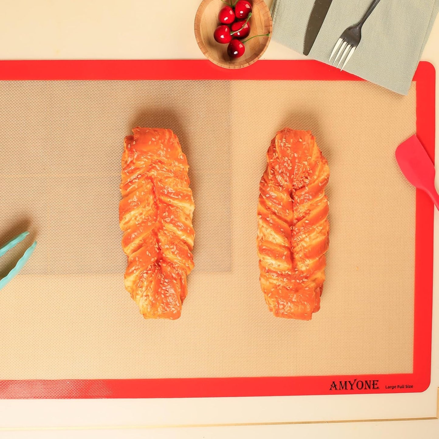 AMYONE Silicone Baking Mats for Full Size Sheet Pan, Non-Stick Silicone Baking Sheet Liners for Cookies/Pastries/Chicken/Vegetables, Food Grade Silicone Mat for 18 x 26-inch Full Baking Pans, 1 PCS
