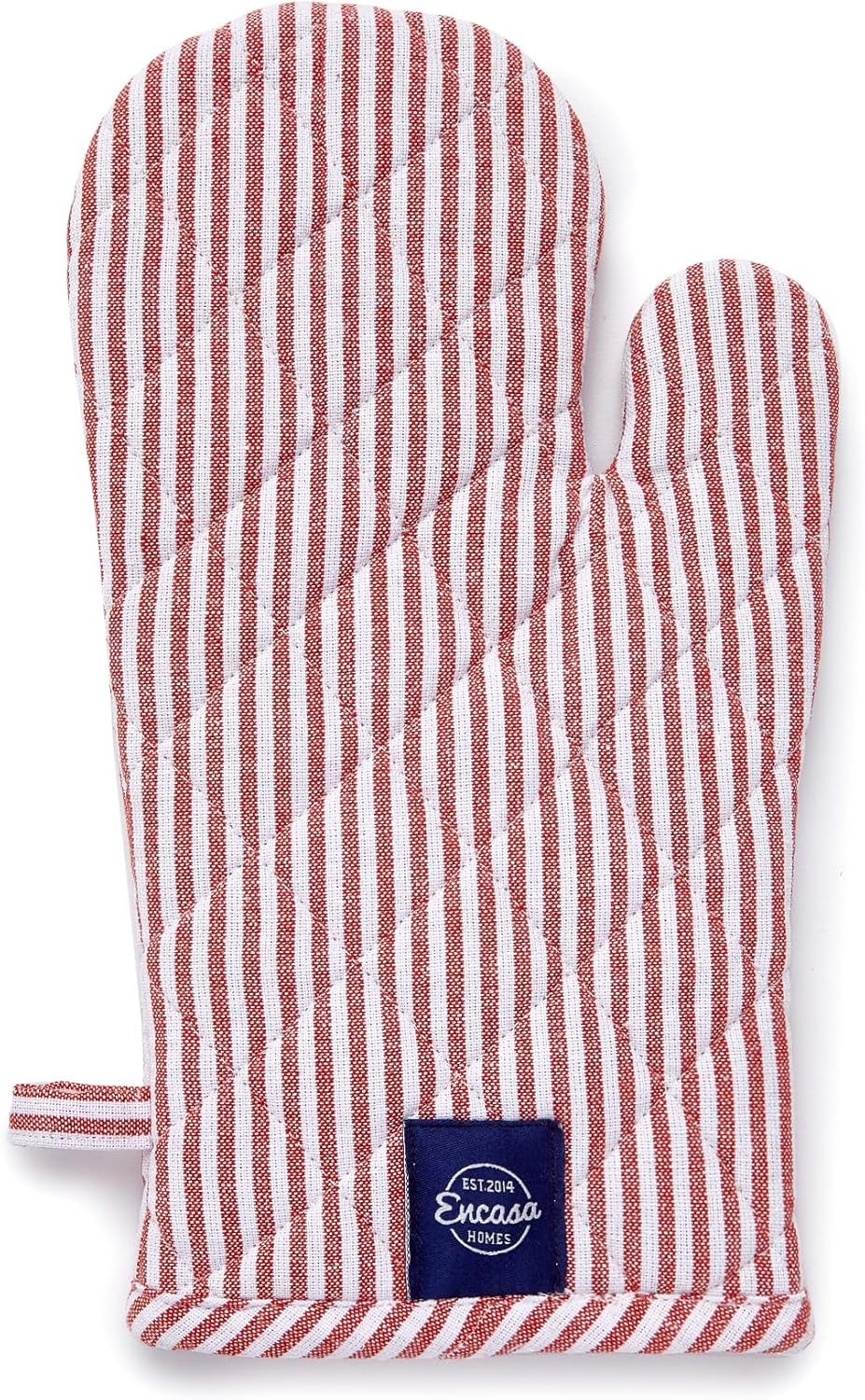 Encasa Homes Long 12"x7" Oven Microwave Hand Gloves Mitts (2 pc Set) for Kitchen Cooking & Baking - Heat Resistant, Thick & Safe, Protection of Hands from Hot Utensils - Ticking Red