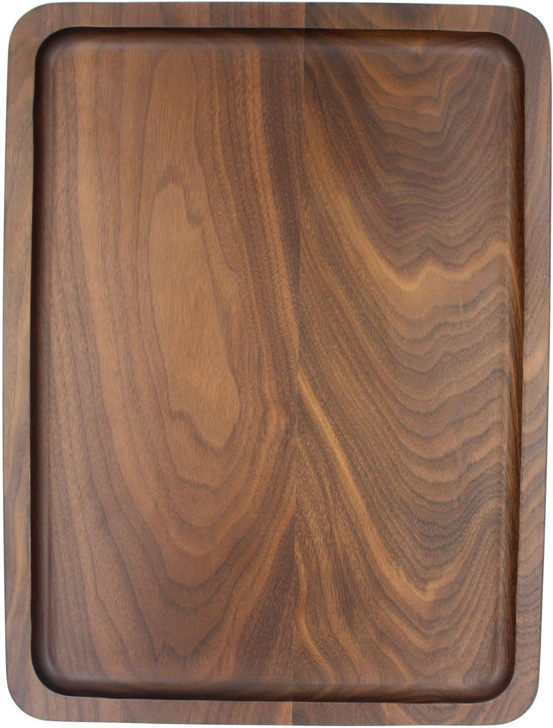 Bamber Wood Serving Tray Wooden Decorative Coffee Tea Platter Black Walnut 15.3 x 11.4 Inches