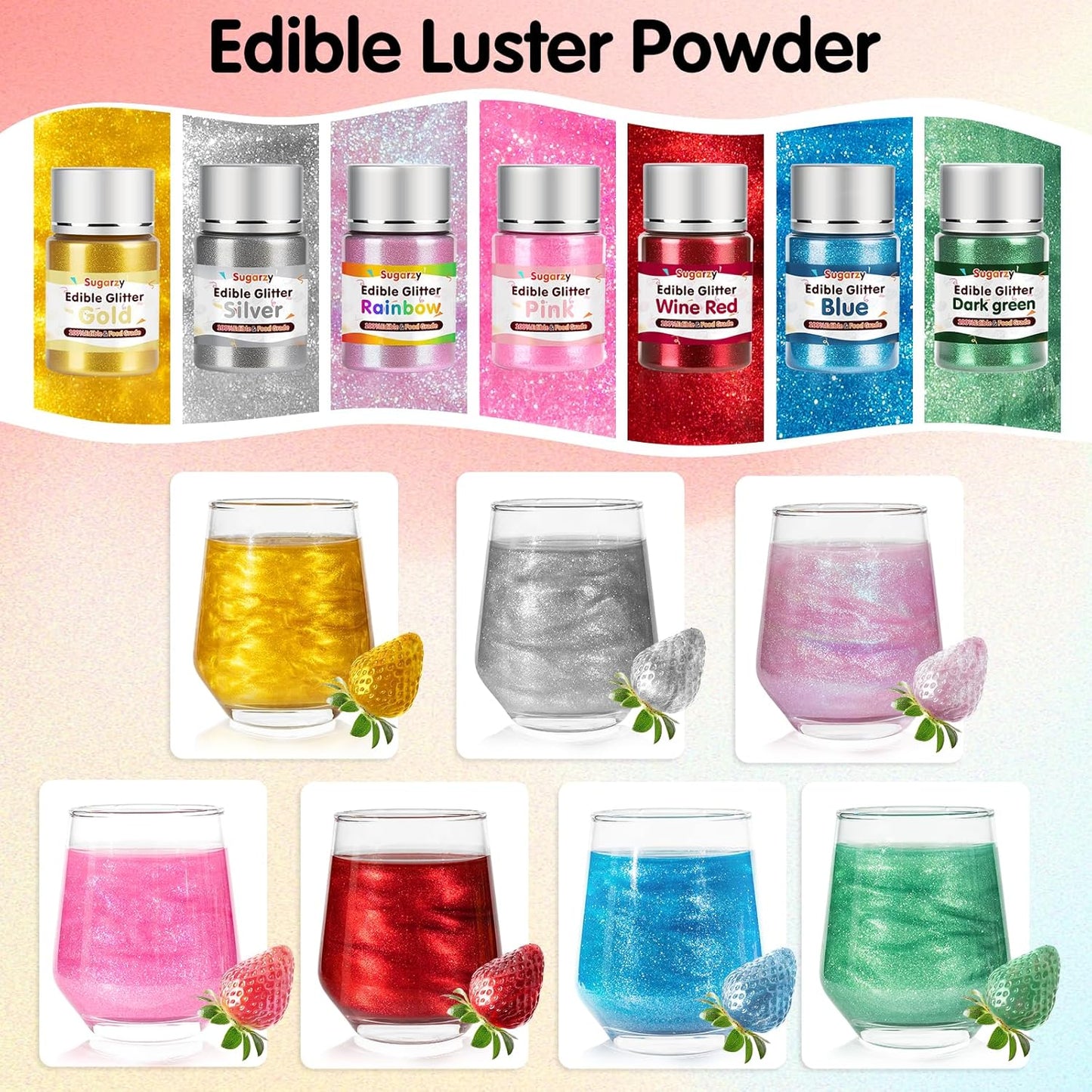 Edible Green Glitter for Drinks, Food Grade 10g Green Sprinkles Cake Decorating Supplies, Edible Luster Dust for Cocktail Beverages, Food Coloring Shimmer Powder for Baking,Cake Cupcakes Cookies Drinks Easter Eggs Candy Strawberries Decorations