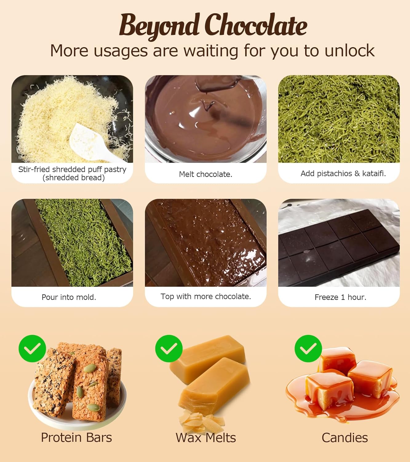 Ugotit Silicone Chocolate Bar Molds, Break-Apart Candy Making Mold Set, Large Rectangle Shape, Brown (2pcs_Model 1)