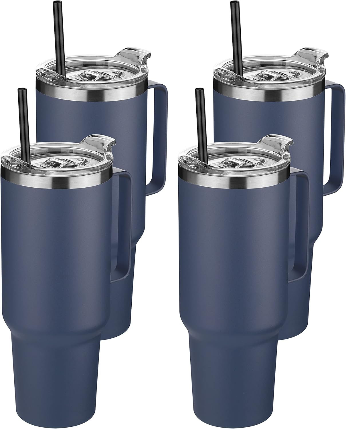 HASLE OUTFITTERS 40 oz Stainless Steel Tumbler with Handle, Vacuum Insulated Tumblers Bulk, Reusable Double Wall Travel Coffee Mug, Durable Powder Coated Water Bottles(Navy, 4)