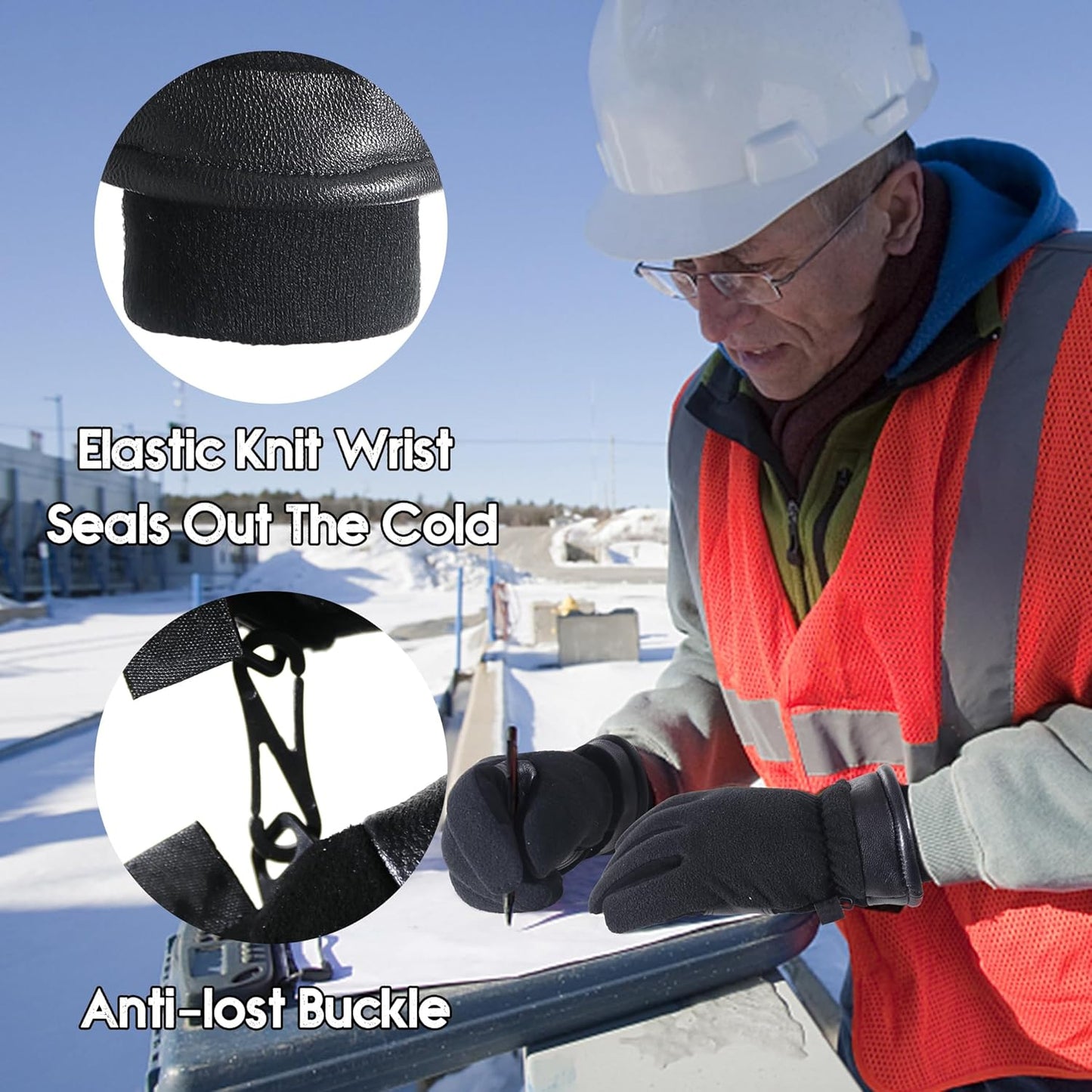 HANDLANDY Winter Gloves for Men Women, Thermal Gloves for Cold Weather Driving Cycling Ski Outdoor, Insulated Leather Work Gloves (Small, Black)