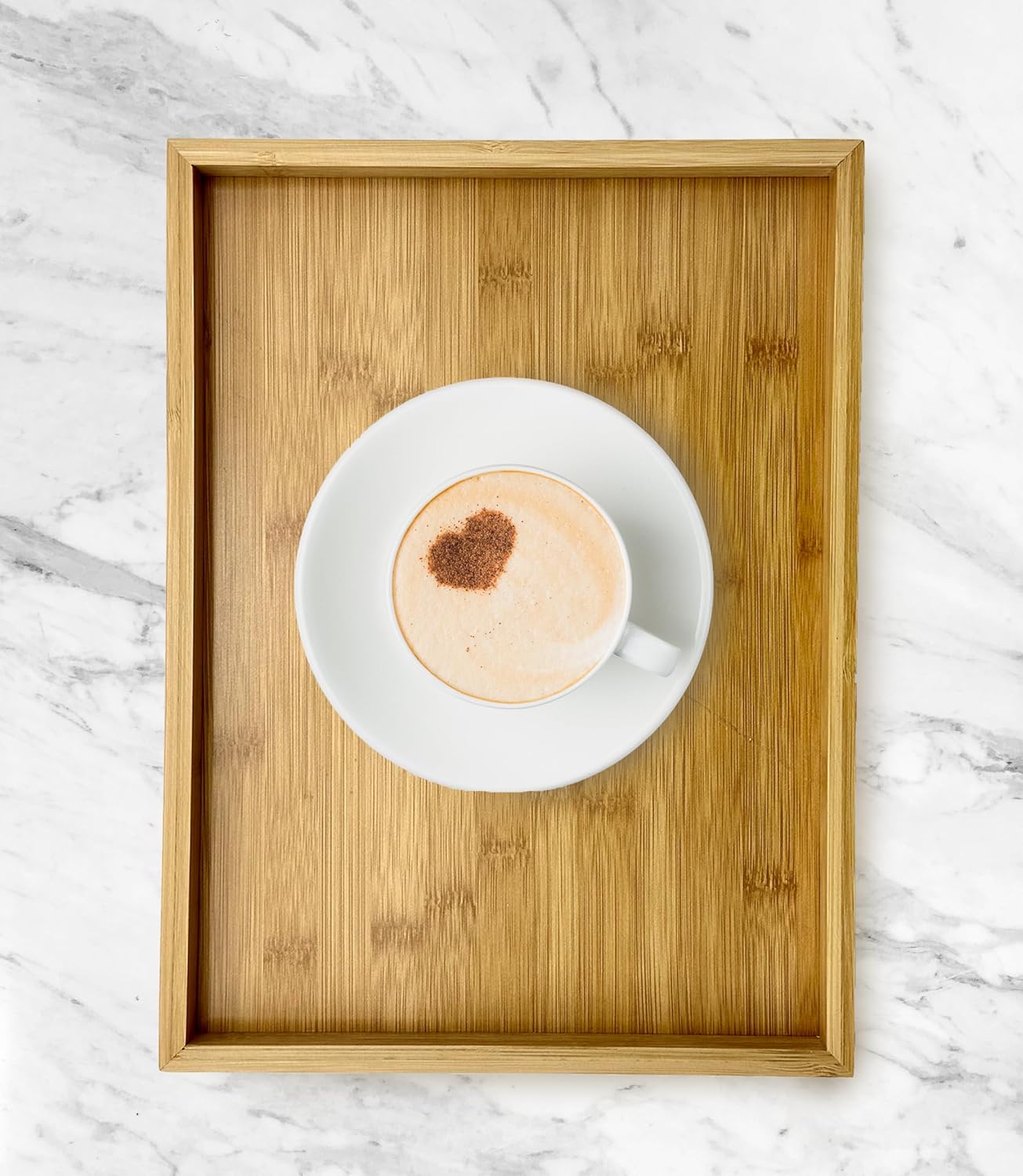 Bam & Boo - Natural Bamboo Serving Tray Modern Rectangular - for Food, Drinks, Decor, Vanity in Home, Kitchen, Bathroom, Coffee Table, Bed(Large, 13.75” x 10.25" x 1.2")