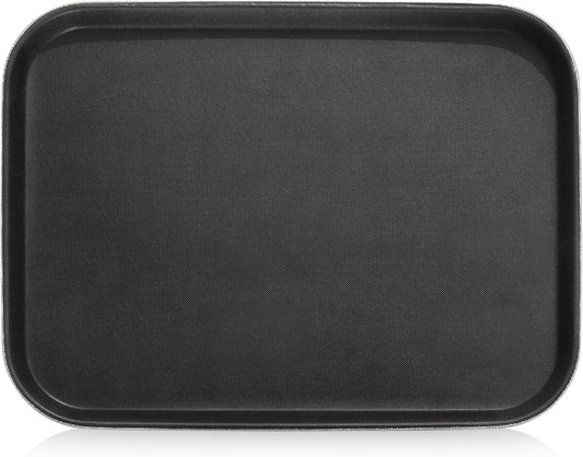 New Star Foodservice 24975 Restaurant Grade Non-Slip Tray, Plastic, Rubber Lined, Rectangular, 12-Inch x 16-Inch, Black