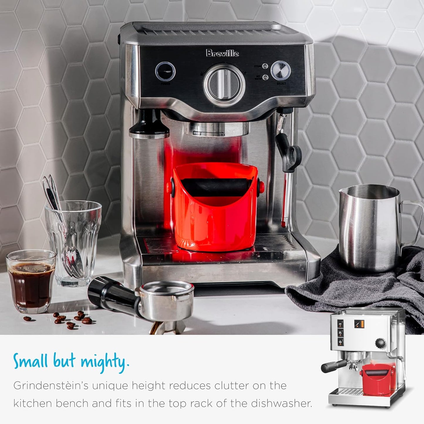 Dreamfarm Big Grindenstèin Sturdy, Compact, Modern Space-Saving Espresso Coffee Grind Knock Box -Black