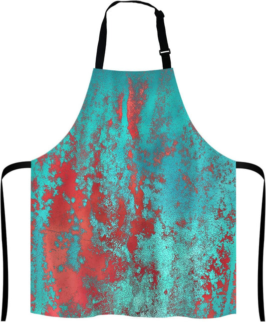Red and Turquoise Apron, Funny Baking Apron Blood Splatter Novelty Cooking Chef Present For Men Womens Baking Present Full BBQ Grilling Kitchen Apron