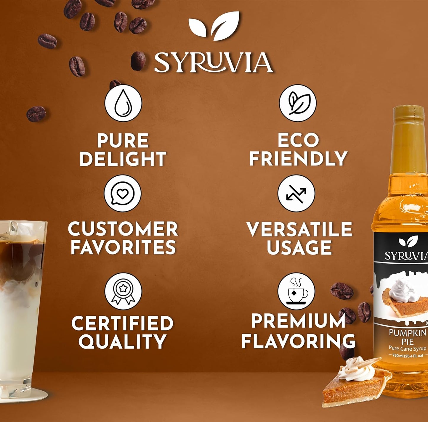Syruvia Pumpkin Pie Coffee Syrup 25.4 Ounces