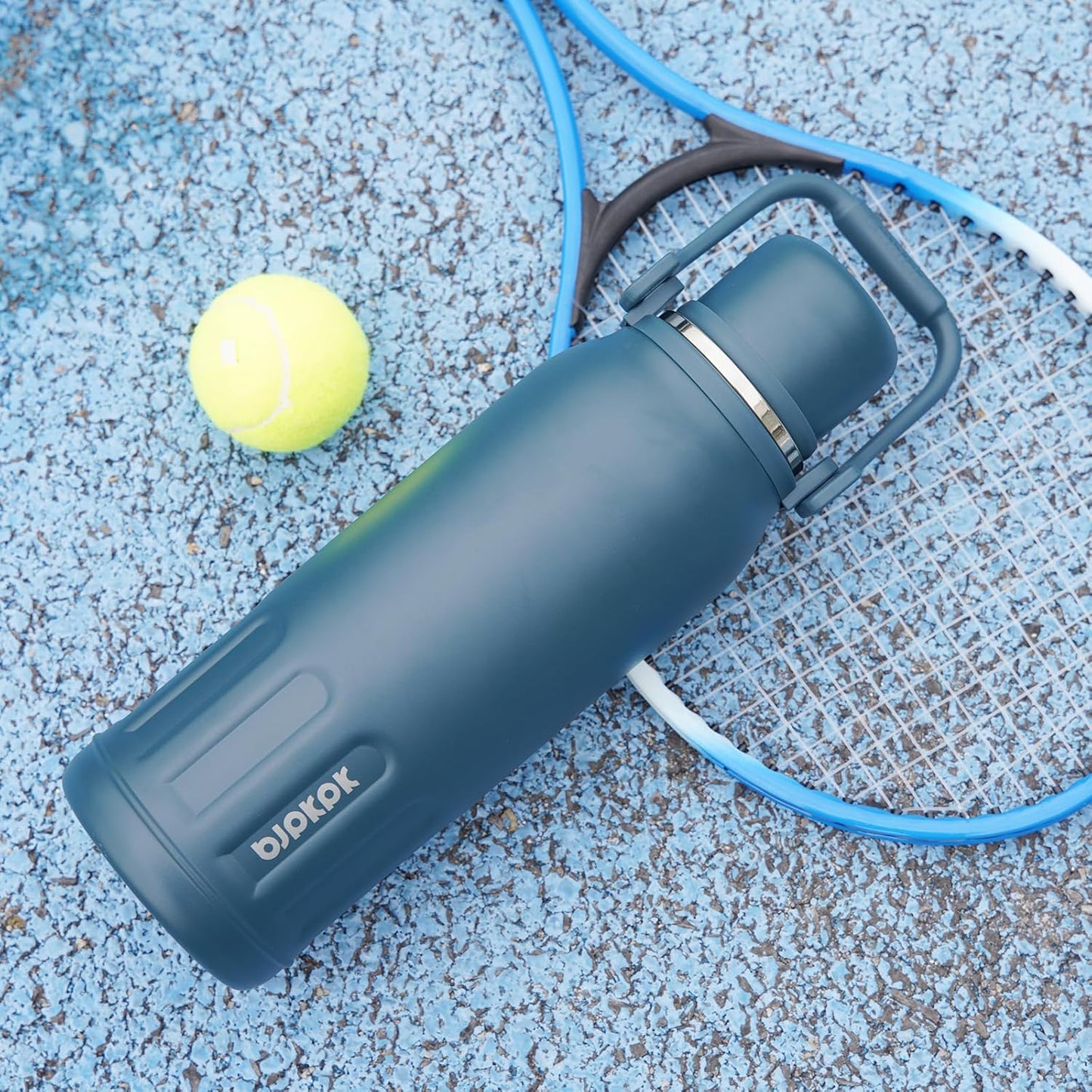 BJPKPK Insulated 40oz Thermos Disherwasher Safe Water Bottle with Lid and Carry Handle Stainless Steel Water Bottles for Sports,Navy Blue