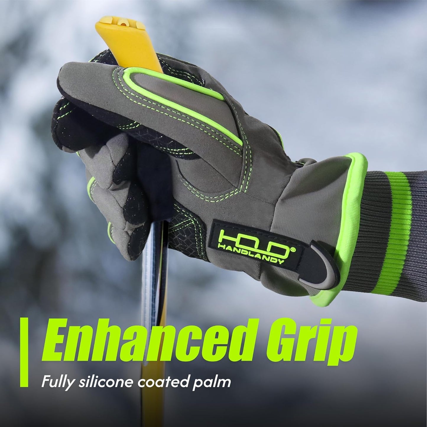 HANDLANDY Waterproof Insulated Work Gloves, 3M Thinsulate Thermal Winter Gloves for Men Women Touch Screen, Warm Ski Snowboard Cold Weather Gloves (Green-men Size, Medium)