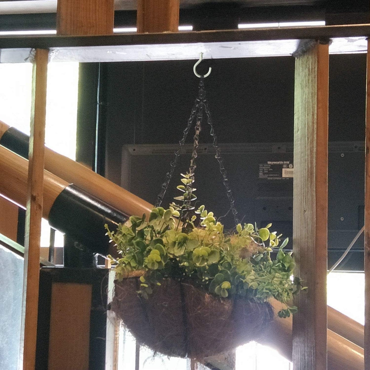 24 Pack Ceiling Hooks for Hanging Plants - 2.2 inches Heavy Duty, Hanging Hooks for Christmas Lights, Cups, Decors - White Vinyl Coated Screw in Plant Hanger Hook Indoor and Outdoor