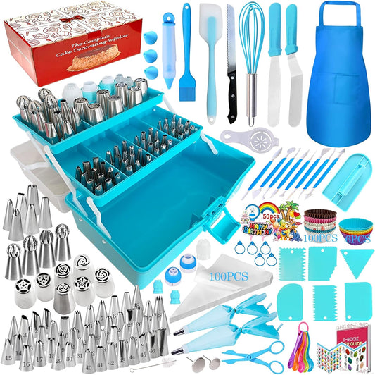 Cake Decorating Tools Supplies Kit - 368Pcs Baking Supplies with Storage Case for Beginners - Icing Piping Bags and Tips Set For Cookies, Cupcake & Cake Frosting Fondant Decorating