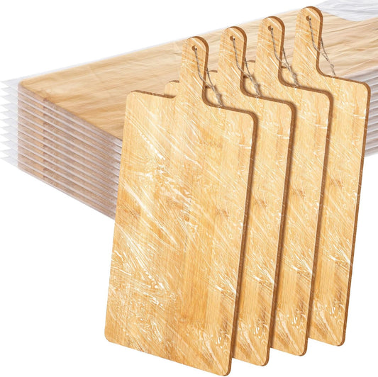 Patelai 12 Packs Wooden Cutting Board Set with Handles Large Kitchen Serving Plain Chopping Board Bulk Gifts for Mom for Vegetables Meat Pizza Cheese Fruit Bread(Bamboo,21.5 x 8.75 Inch)