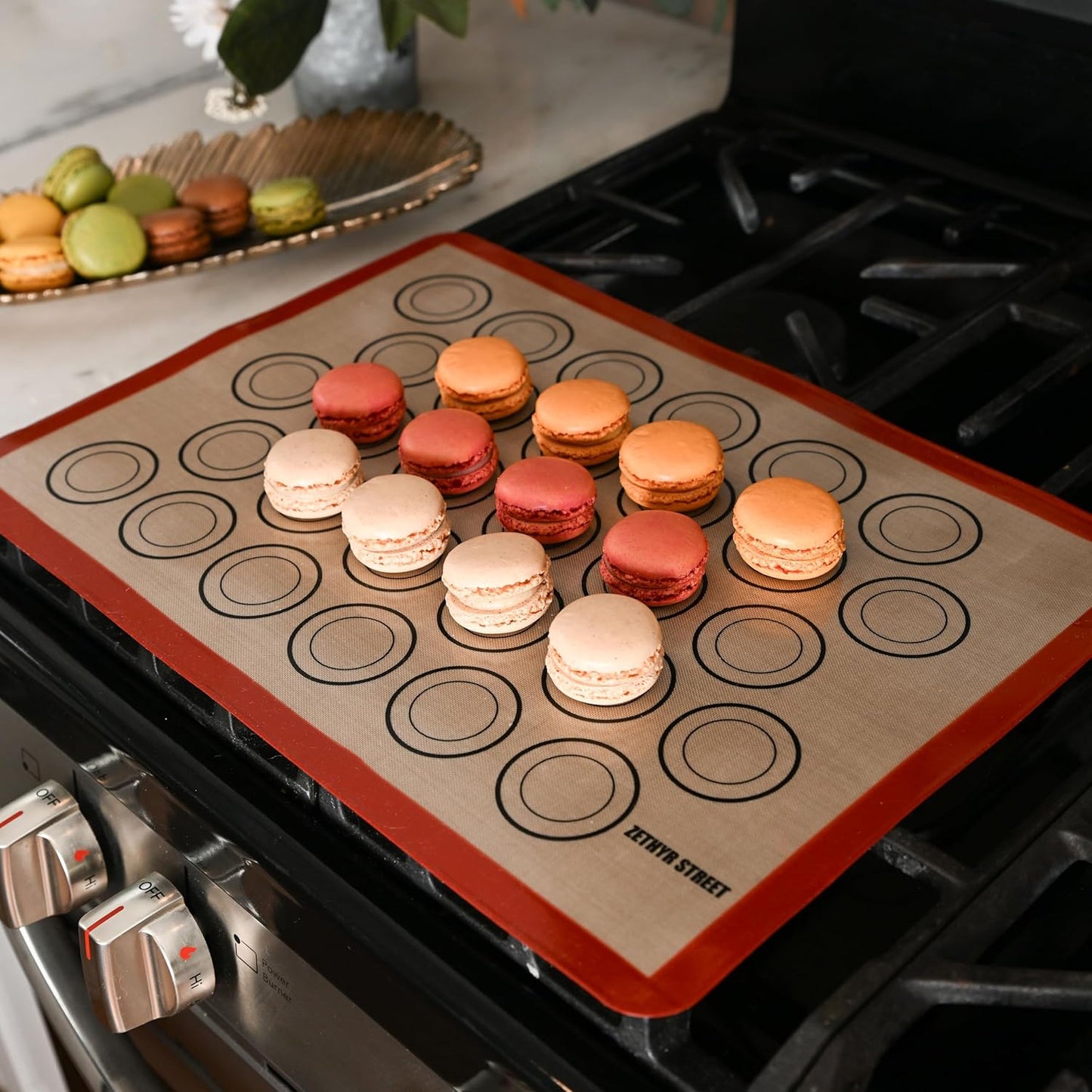 Macaron Silicone Baking Mats - Non-Stick Macaron Mat for Easy Baking | Heat Resistant & Dishwasher Safe Macaron Baking Mat | Reusable & Eco-Friendly, 1/2 Sheet Size - Pack of 4 - For Macarons And More