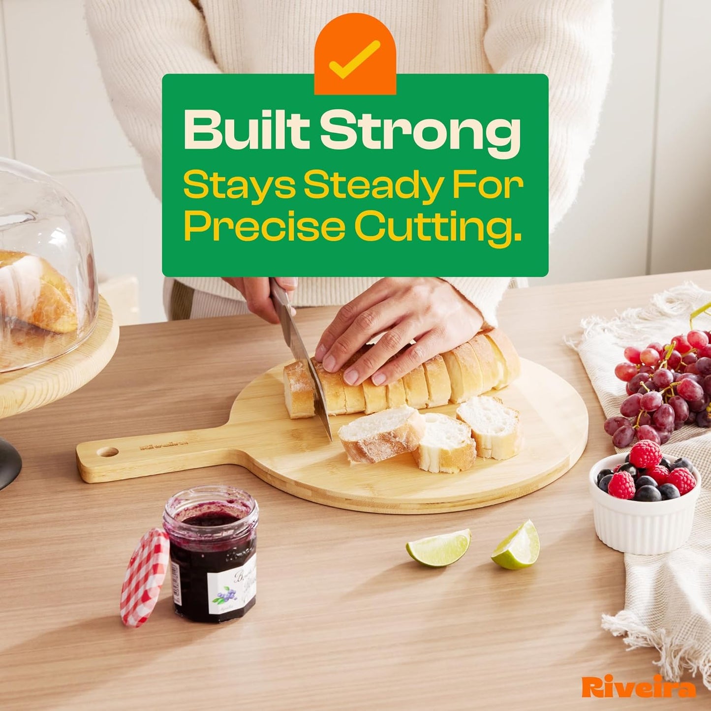 Riveira Two Tone Bamboo Wood Cutting Board – Gourmet Bamboo Grandeur: 17 x 12 Wooden Cutting Board – Wooden Cutting Boards For Kitchen Decorative – Innovative Juice Grooves Wooden Chopping Board