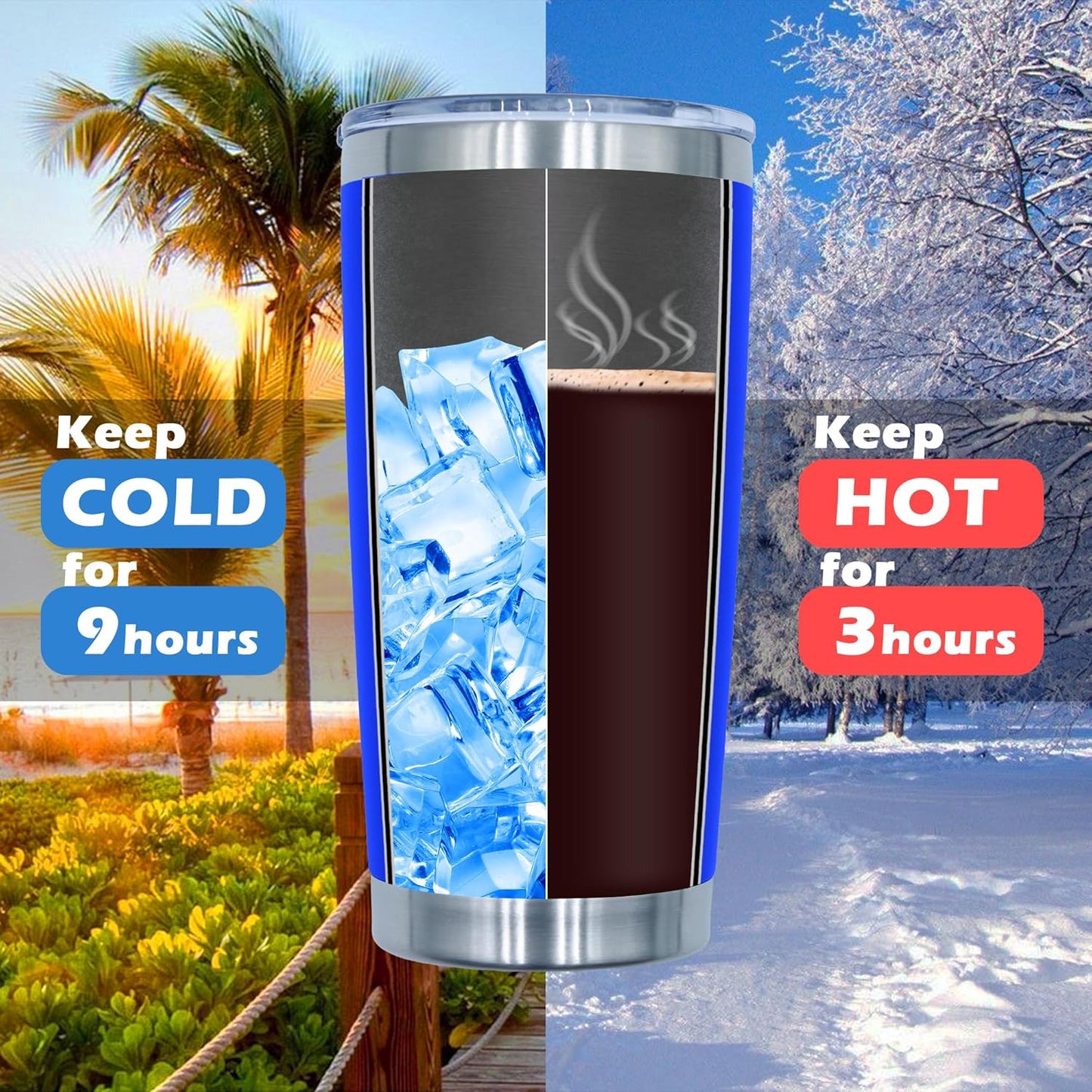 20oz Tumbler Bulk Stainless Steel Tumblers with Lid Vacuum Insulated Double Wall Travel Coffee Mug Powder Coated Tumbler Cup for Hot and Cold Drinks(Dark Blue, 6 pack)