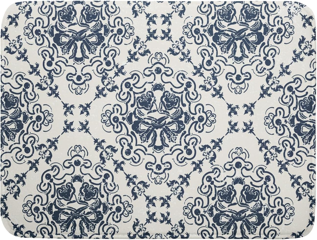 Bohemian Grey Retro Dish Drying Mat for Kitchen Counter,Boho Abstract Flower Art Drying Mat 18 x 24 Inch Microfiber Dish Drying Pad Dish Rack Pad Drainer Mat for Coffee Bar