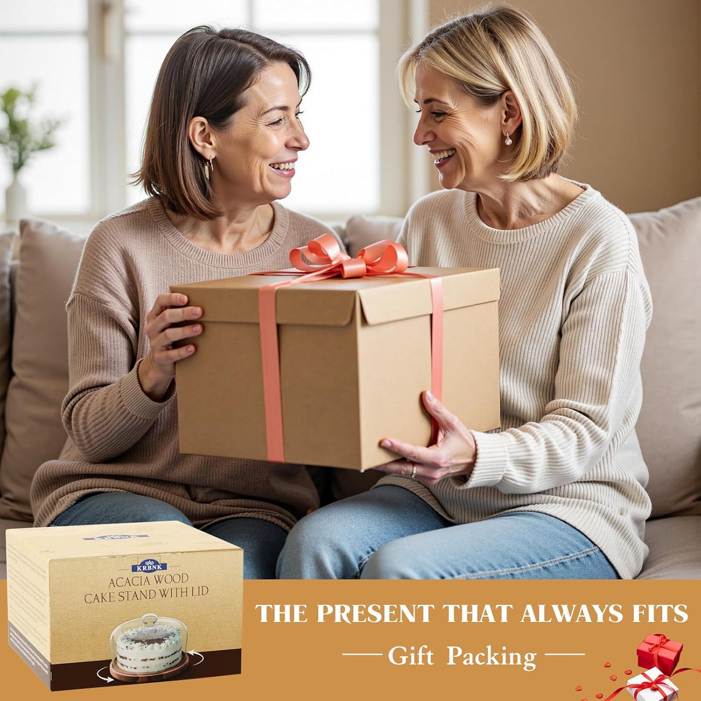 Glass Rotating Cake Stand with Lid - 12" Acacia Wood Cake Plate with Dome, Includes 2 Extra Cake Boards - Cake Holder for Wedding, Birthdays, Kitchen, Party Display, Charcuterie Tray