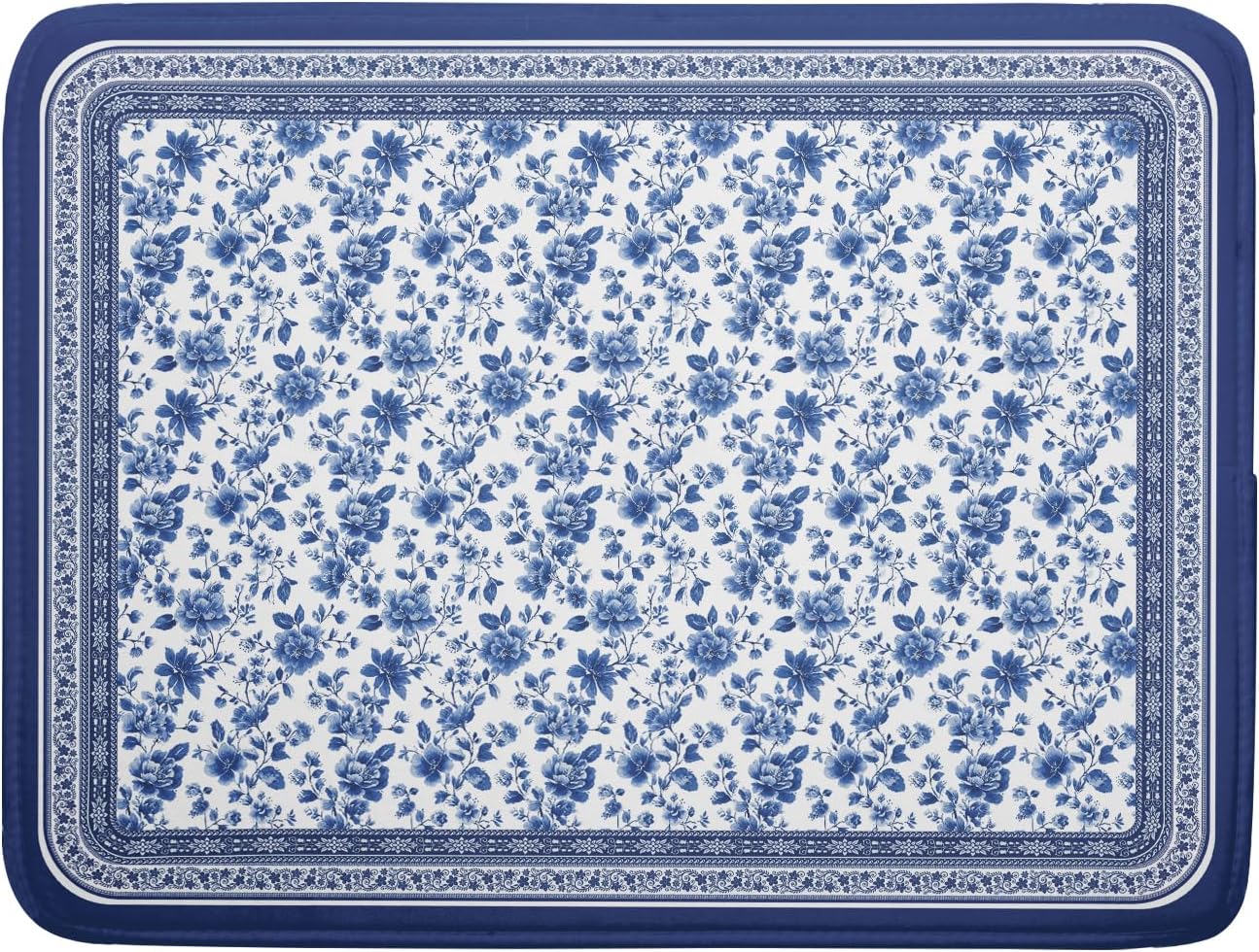 Blue Floral Branches Dish Drying Mat for Kitchen Counter Chinoiserie Pattern Dish Drying Pad 16”x18”Absorbent Vintage Flowers Decor Dishes Drainer Pad Dish Dry Rack Mat for Counter Coffee Bar