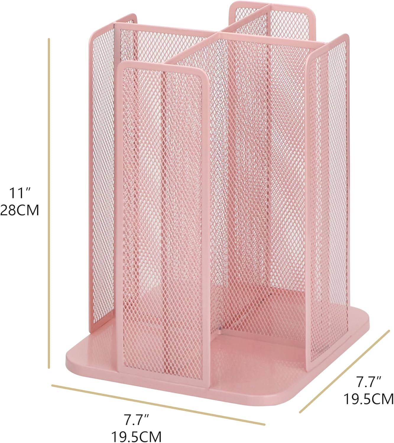 Annova Paper/Plastic Cup and Lid Holder Plastic Storage Organizer, 360°Rotating Coffee Mup Dispenser with 4 Compartments, Multifunctional Storage Rack for Home, Office, Bar, Coffee Shop (Light PInk)