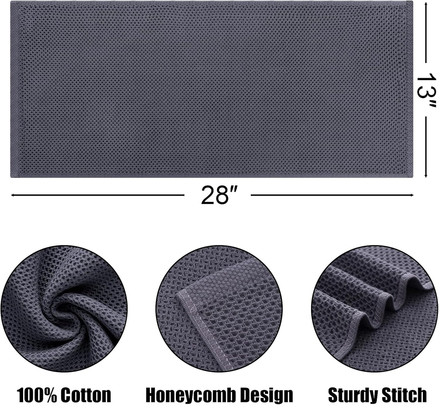 Kitinjoy 100% Cotton Waffle Weave Kitchen Towels, 6-Pack Super Soft and Absorbent Dish Towels for Drying Dishes, Kitchen Hand Towels, 13 in x 28 in, Mixed Color