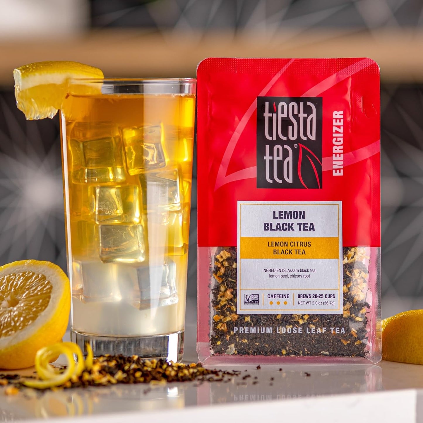 Tiesta Tea - Lemon Black Tea, Loose Leaf, Lemon Citrus Black, Premium Blend, High Caffeinated, Makes Hot or Iced, Brews Up to 25 Cups, 2 Ounce Resealable Pouch