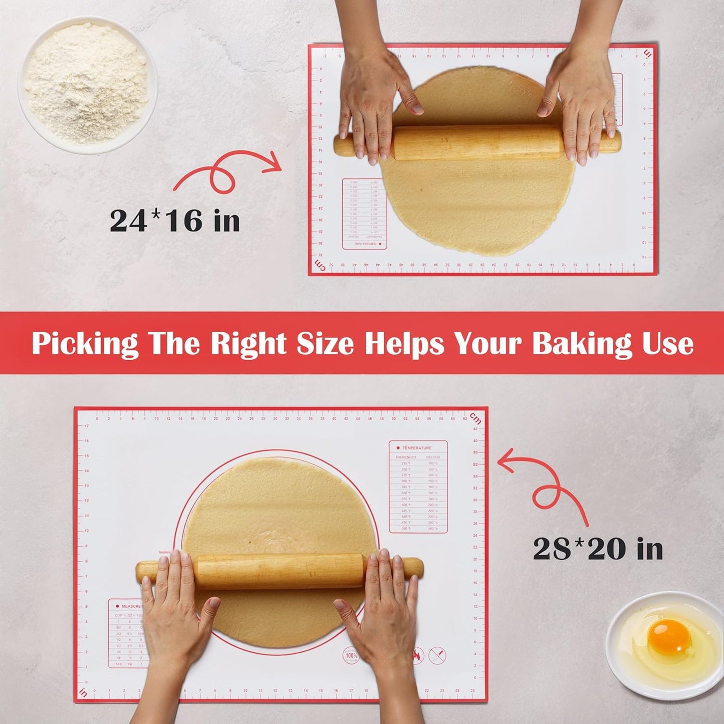 BlueBark 2 PCS - 32"L x 24"W Non-stick Silicone Baking Mat for Pastry & Dough, Sourdough Bread Making Tools, Kitchen Counter, Cooking Enthusiasts