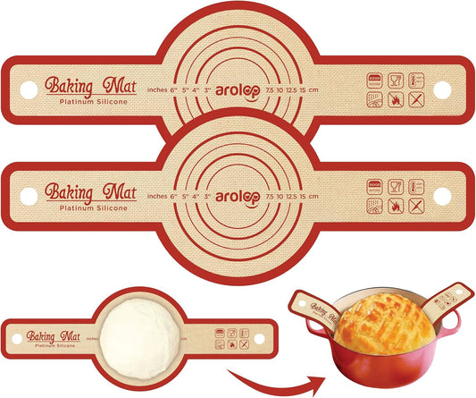 Silicone Sourdough Bread Sling – 2PCS NonStick Baking Mat for Dutch Oven, High Degree Reusable Dough Lifter Liner for Bread Proofing and Baking, Heat Resistant and Easy to Clean with Long Handle