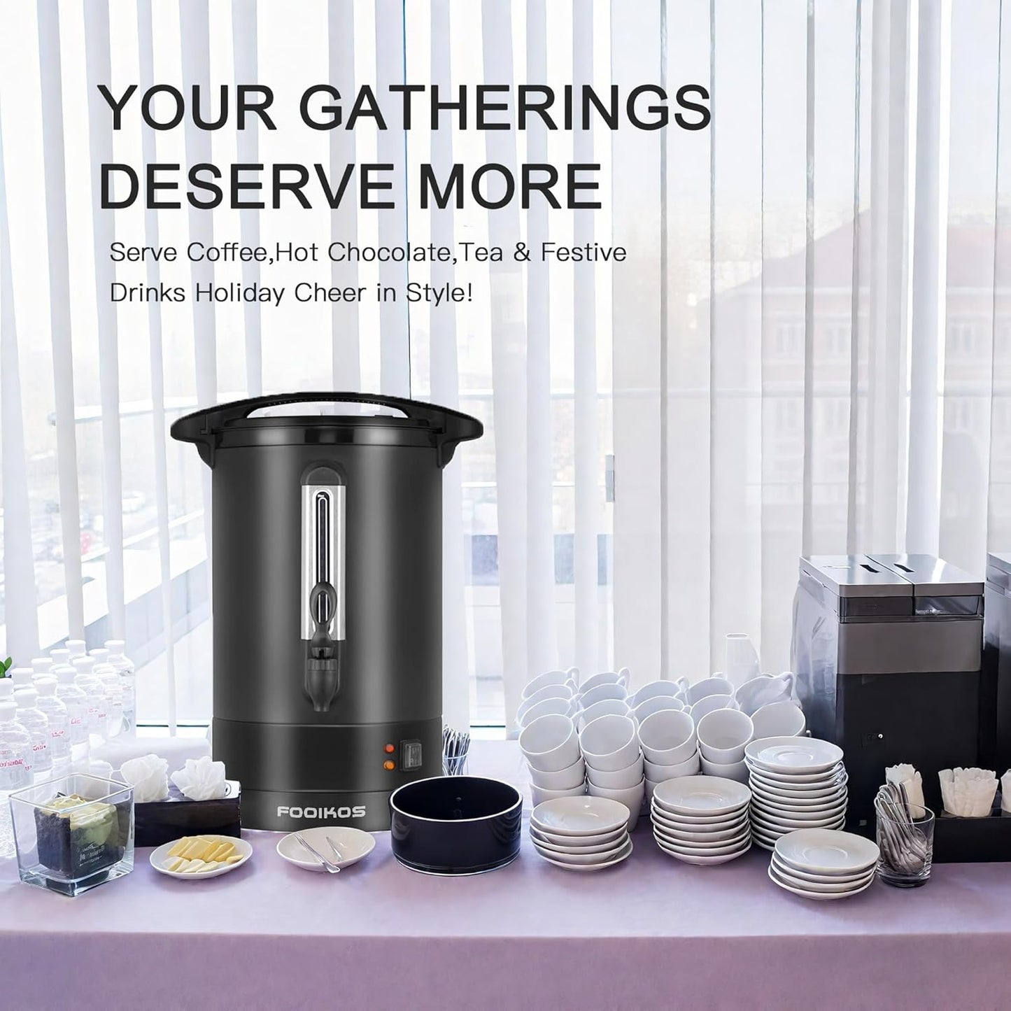 Coffee Maker 100 Cup Commercial Coffee Urn,Hot water/beverage Machine and Drink Dispenser-Premium 304 Double-Wall Stainless Steel Electric Percolator Coffee pot,Keep Warm for Hours,Matte Black