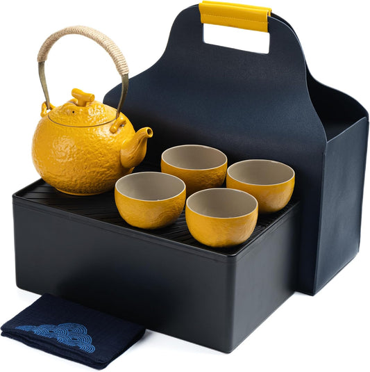 TEANAGOO Japanese Tea Set, Chinese Tea Sets, Porcelain Japanese Tea Cups, Chinese Gongfu Tea Set, Asian Tea Set for Adults, Japanese Teapot Set, 1 Teapot (700ml/25oz) + 4 Tea Cups(205ml/7.2oz), U4