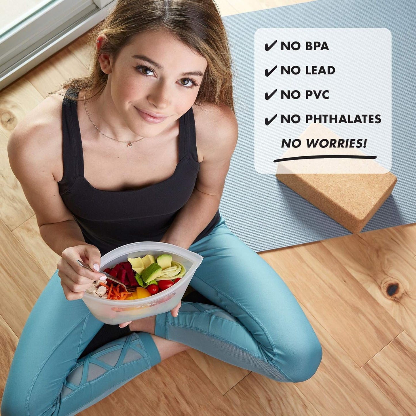 Zip Top Reusable Food Storage Bags | Short Cup [Gray] | Silicone Meal Prep Container | Microwave, Dishwasher and Freezer Safe | Made in the USA