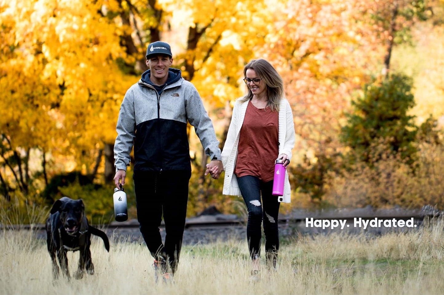 HYDRO CELL Stainless Steel Insulated Water Bottle with Straw - For Cold & Hot Drinks - Metal Vacuum Flask with Screw Cap and Modern Leakproof Sport Thermos for Adults (Fuchsia 24oz)