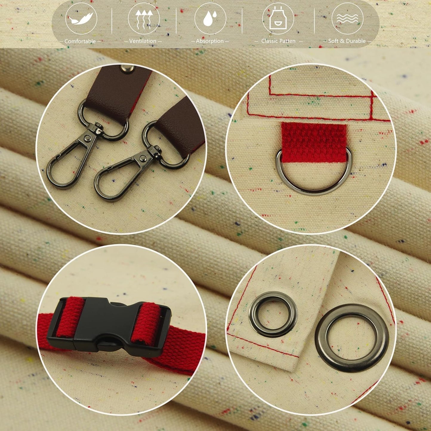 Work Aprons with Multiple Pockets, Waterproof Canvas for Cooking, Painting, Crafting, Gardening, Sizes M to XXL, Colorful Spots