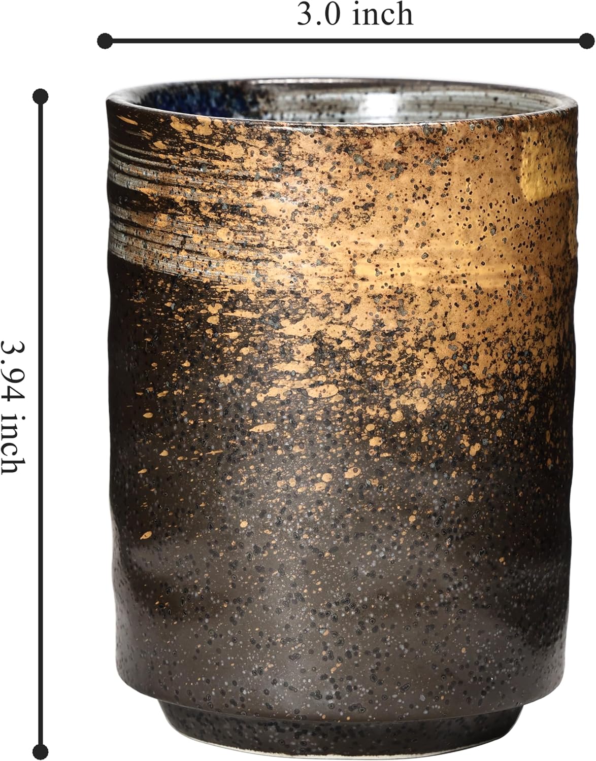 Ceramic Spoon Holder for Coffee Bar, Upright Tea Spoon Holder Cup, Coffee Stirrers Straws Stir Stick Holder, Black Starry Sky