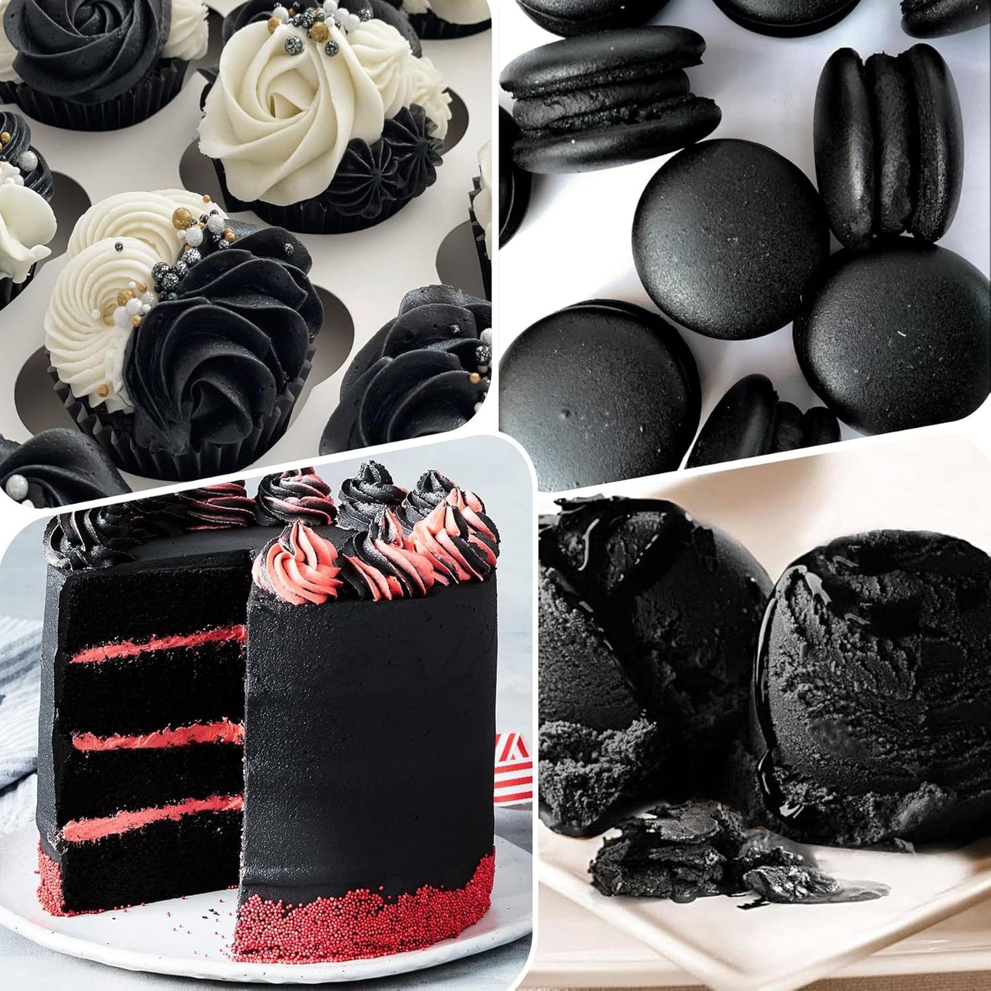 Food Coloring Gel - Vibrant Color Gel Food Coloring for Cake Decorating, Baking, Easter Egg, Icing - Tasteless Food Color Dye for Fondant, Cooking, Slime, Airbrush (Black, 5.3oz)